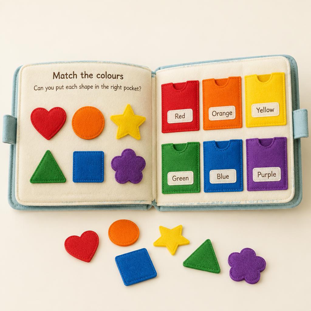 Colour Quest felt busy book, open